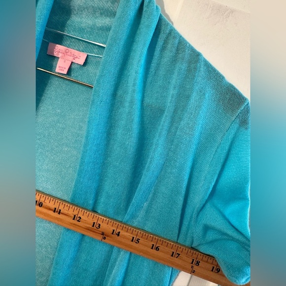 LILLY PULITZER S Turquoise Coral Cascade Colton Lightweight Open Front Cardigan - Picture 6 of 11